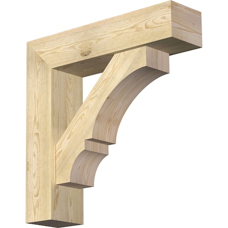 Ekena Millwork Balboa Block Rough Sawn Bracket w/ Offset Brace, Douglas Fir, 8"W x 32"D x 32"H BKT0806X32X32BOA05RDF